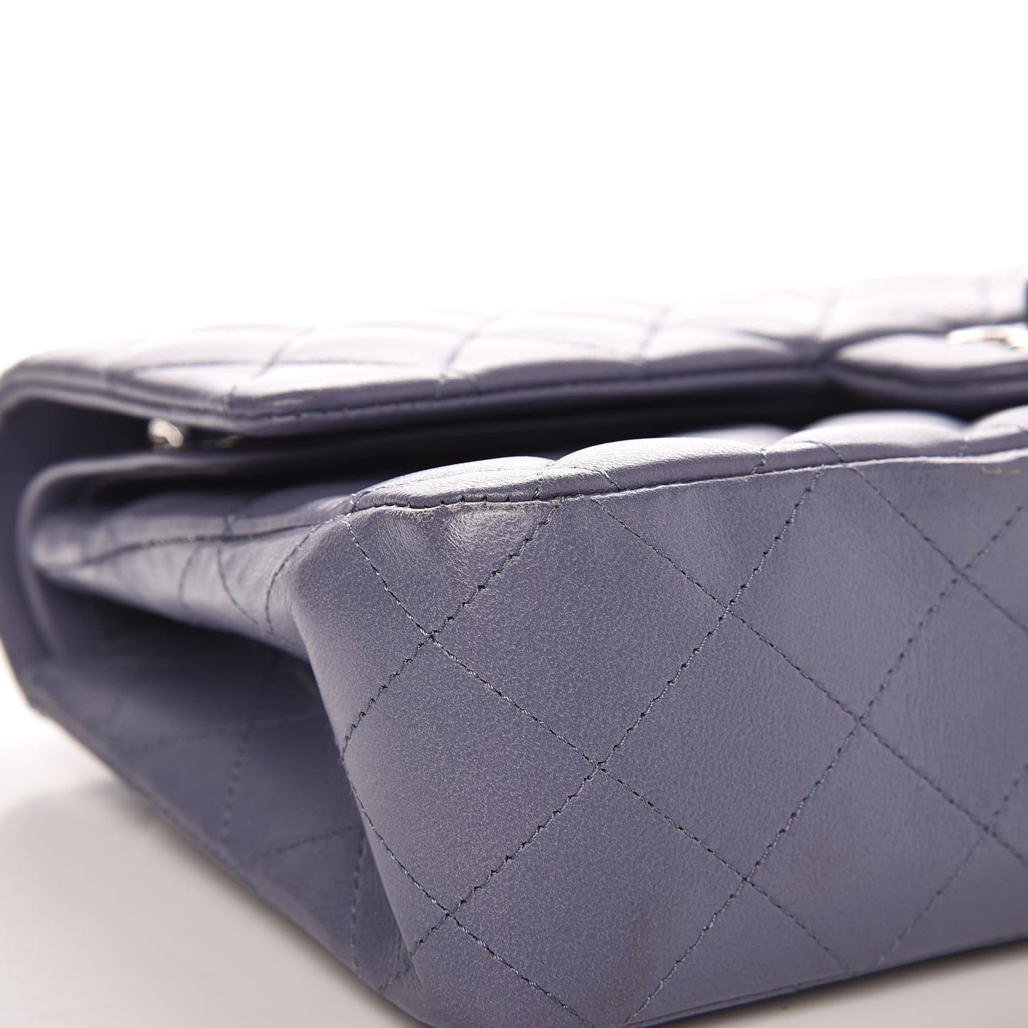 Lambskin Quilted Medium Double Flap Light Purple