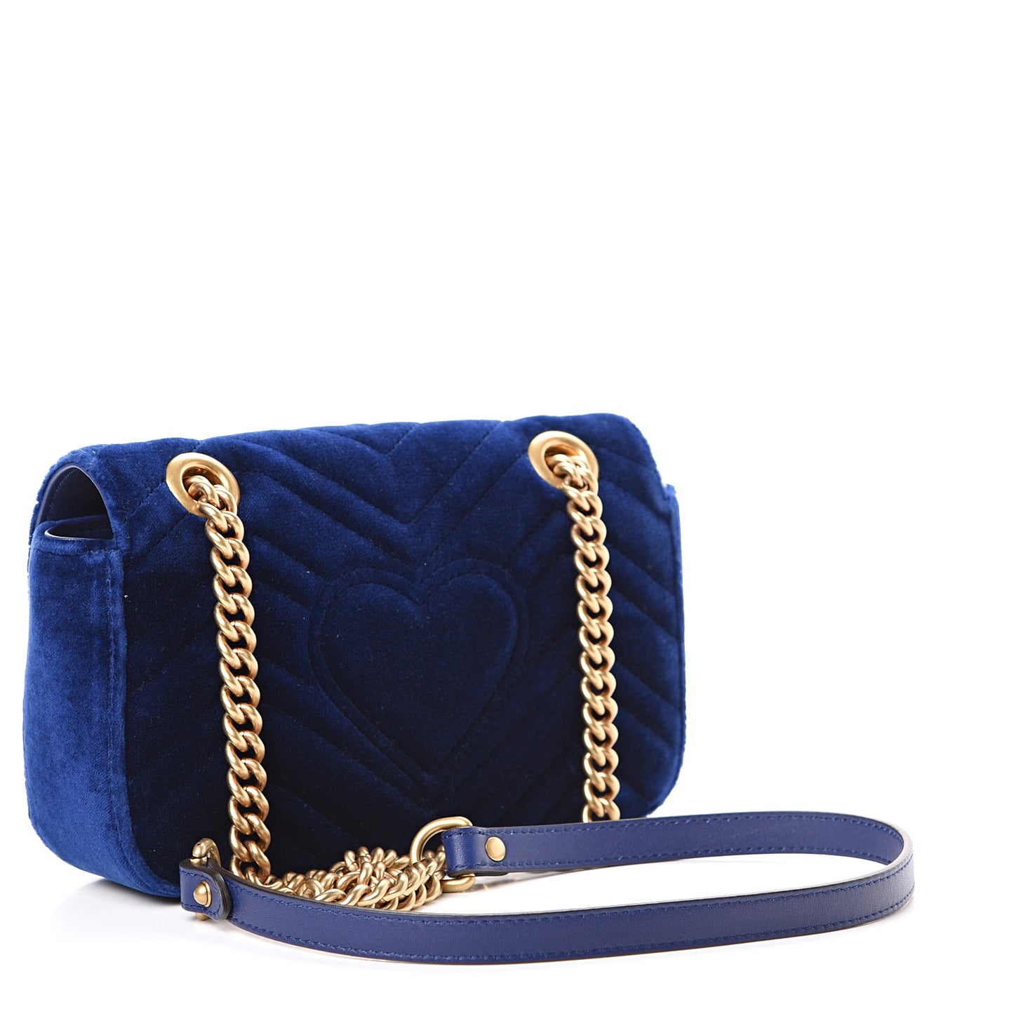 Velvet Matelasse Mini GG Marmont Shoulder Bag Cobalt Blue