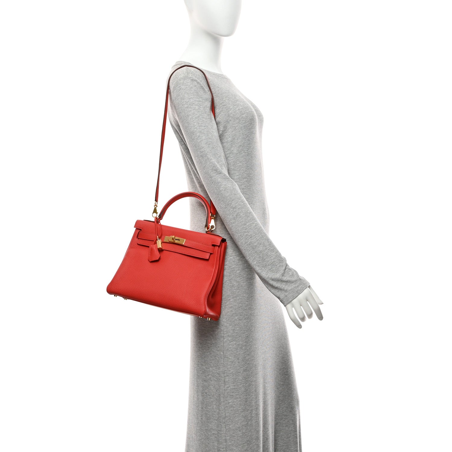 Hermes Togo Kelly Retourne 28 Rouge Pivoine 2 of 10