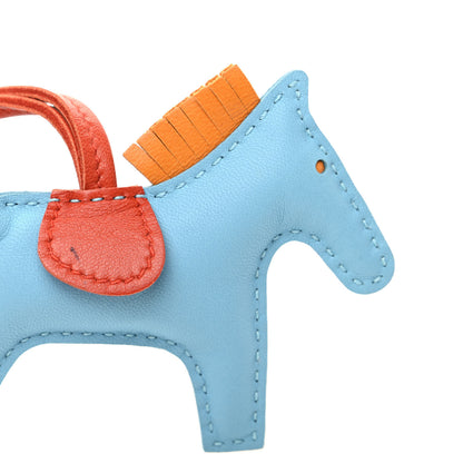Hermes Milo Lambskin Grigri Rodeo Horse Bag Charm PM Celeste Naturel Bouton D'Or Cornaline 5 of 6
