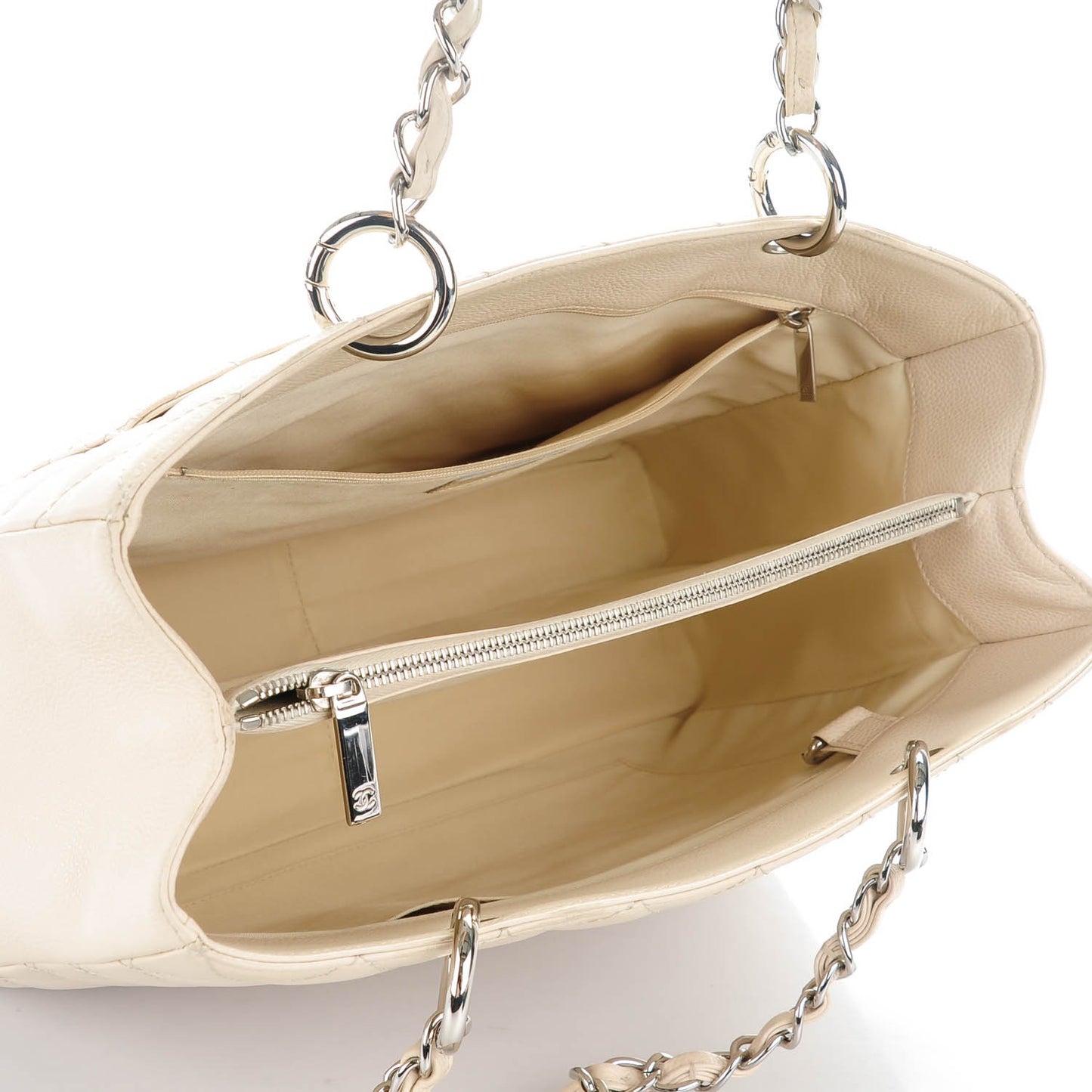 Caviar Quilted Grand Shopping Tote GST Beige Clair