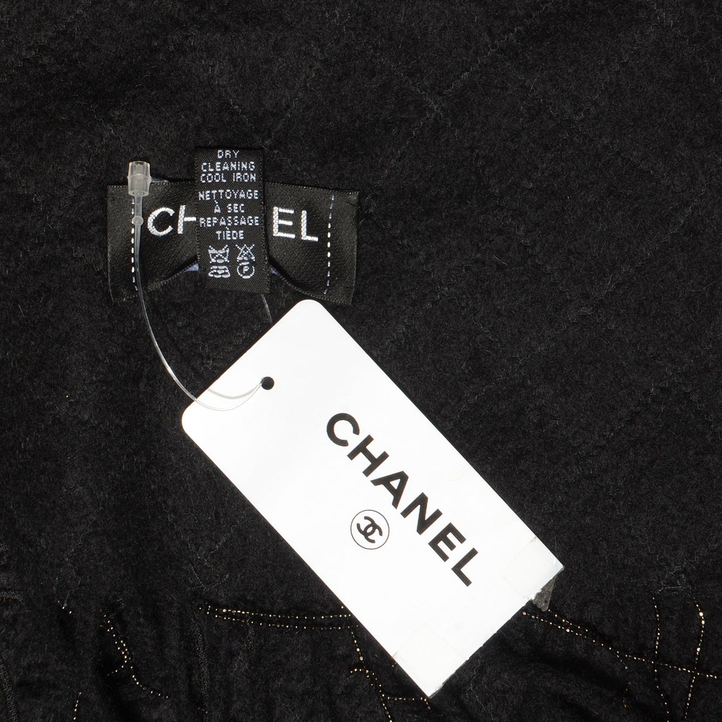 Cashmere Beaded CC Scarf Black
