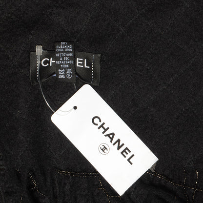 Chanel Cashmere Beaded CC Scarf Black 5 of 5