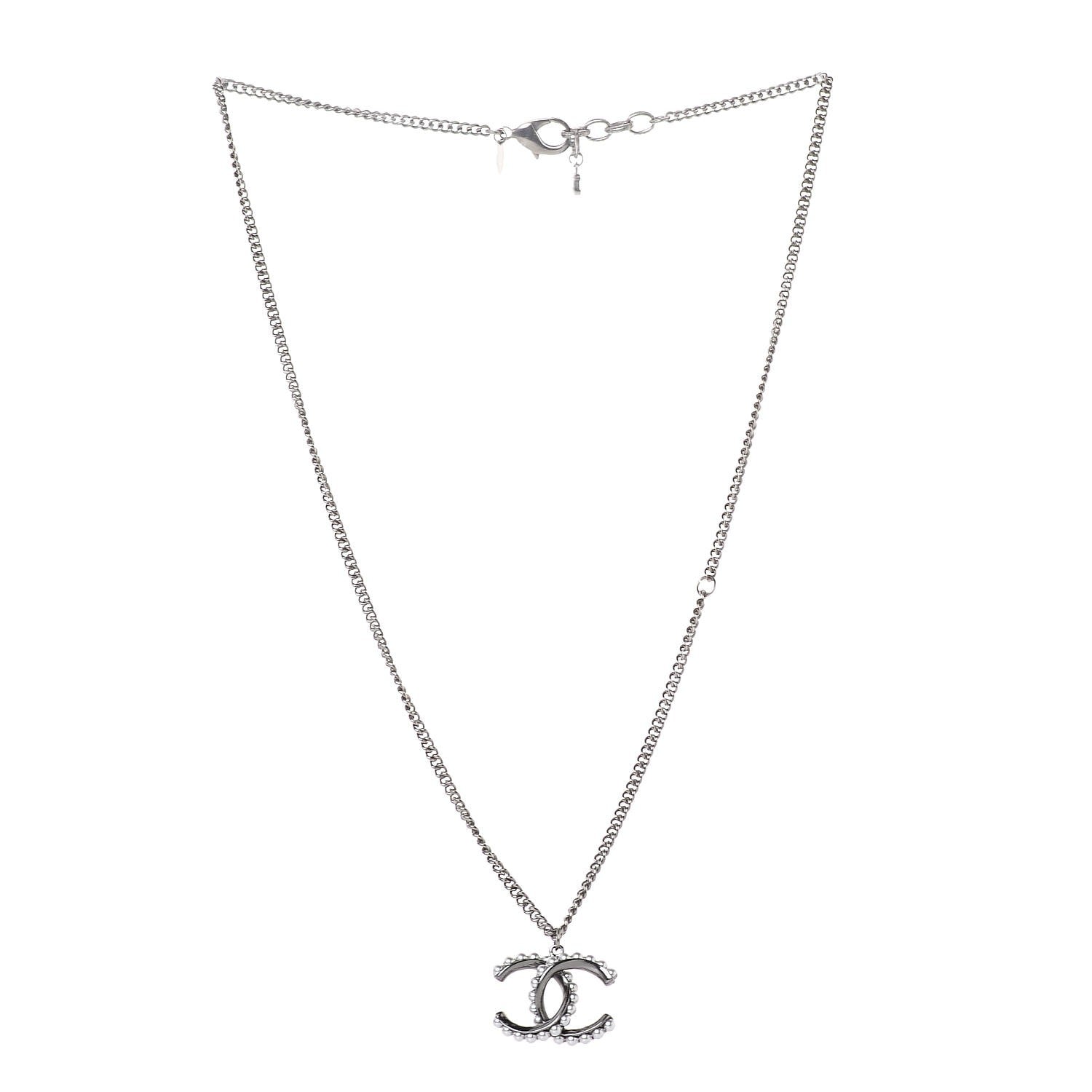 Chanel Ruthenium Pearl CC Pendant Necklace 3 of 6