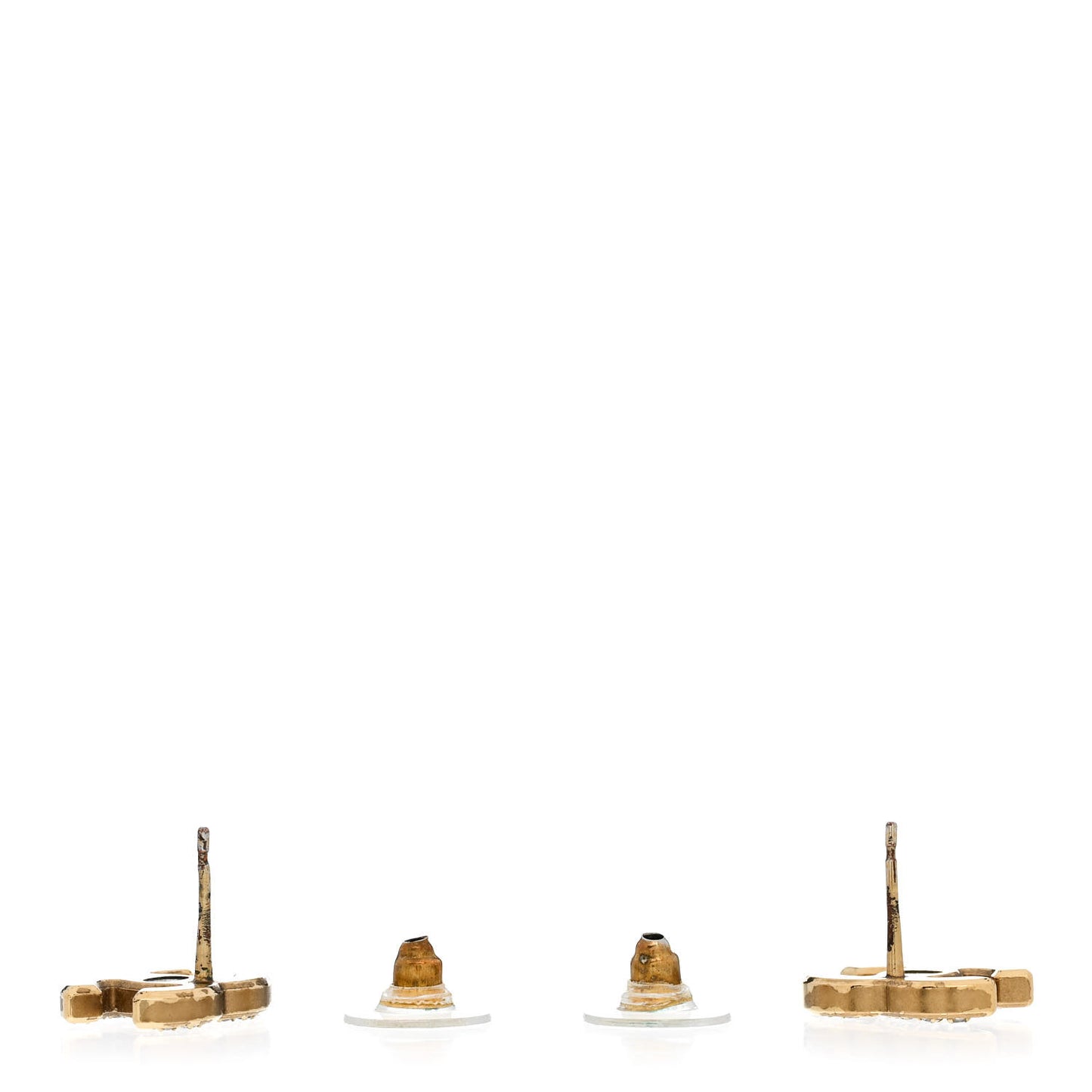 Matte Metal Crystal CC Earrings Gold