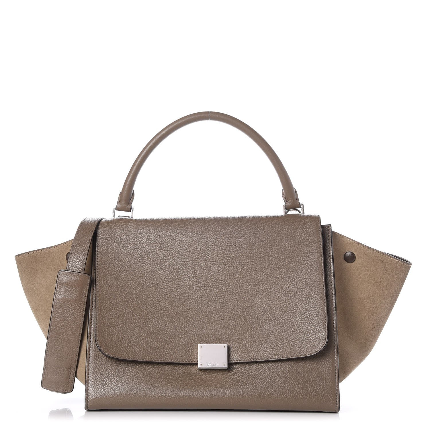 Celine Drummed Calfskin Suede Medium Trapeze Souris 1 of 8