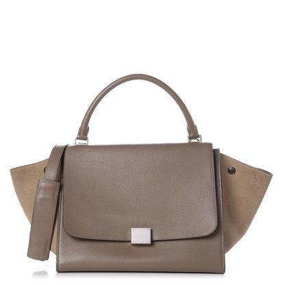 Celine Drummed Calfskin Suede Medium Trapeze Souris 1 of 8