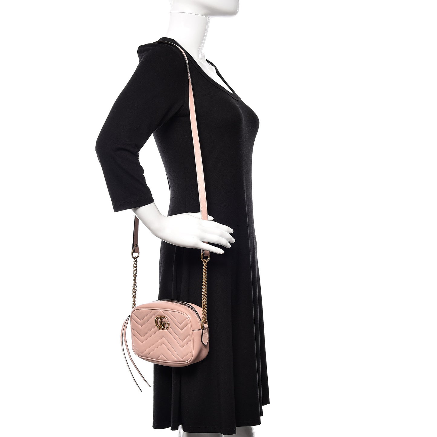 Calfskin Matelasse Mini GG Marmont Chain Shoulder Bag Perfect Pink