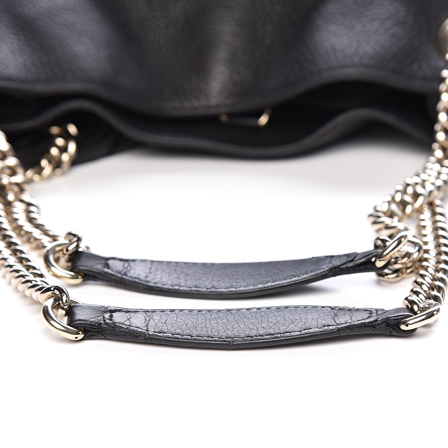 Pebbled Calfskin Medium Soho Chain Shoulder Bag Black