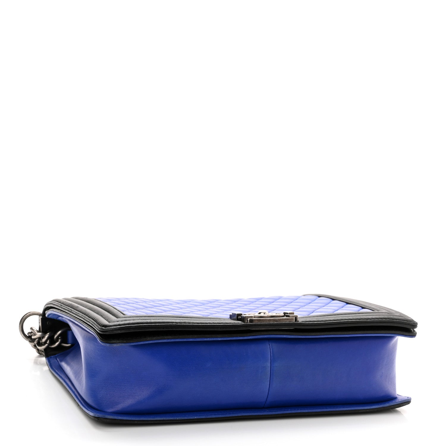 Chanel Lambskin Quilted Large Boy Flap Blue Black 4 of 12
