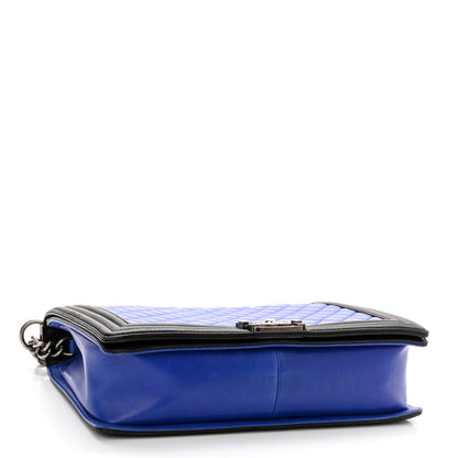 Chanel Lambskin Quilted Large Boy Flap Blue Black 4 of 12