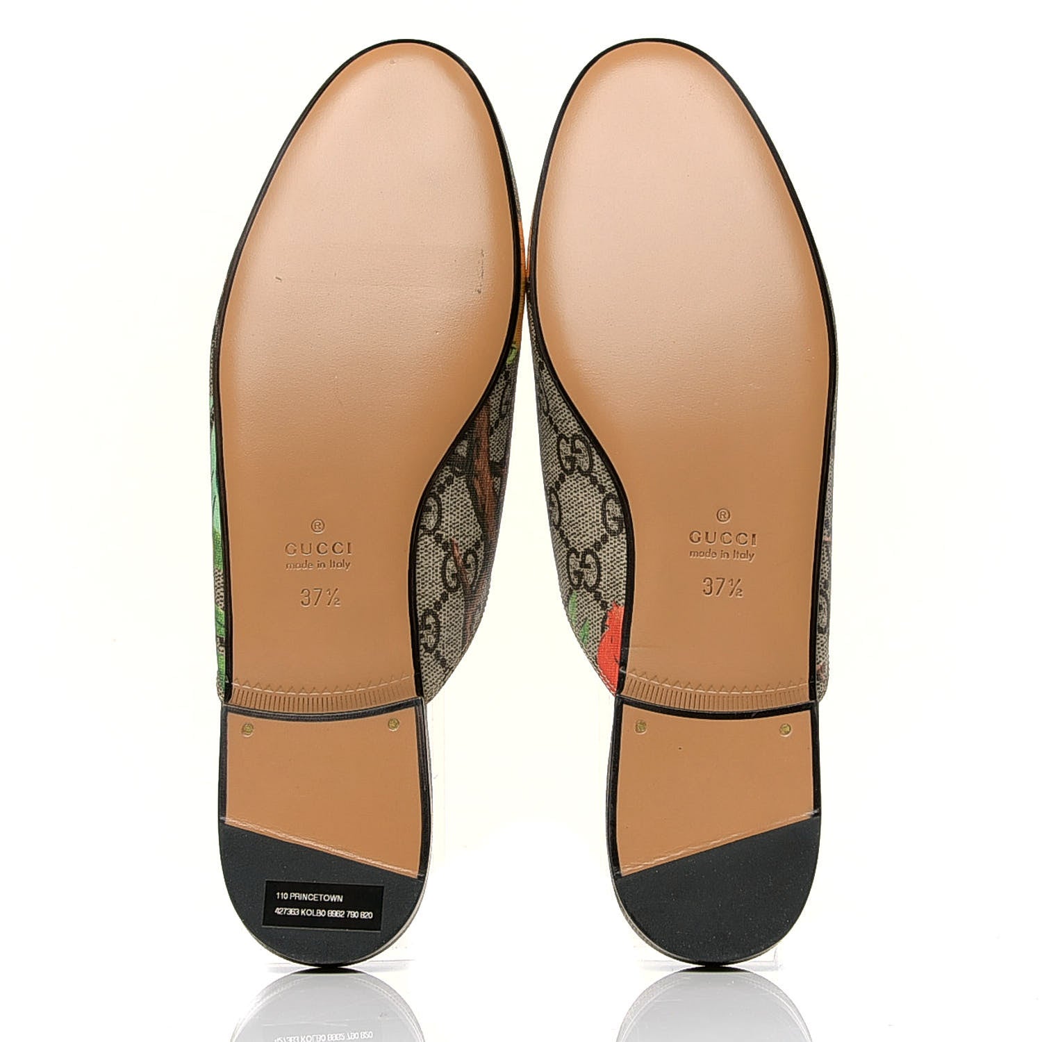Gucci GG Supreme Monogram Tian Womens Princetown Slippers 37.5 Beige Ebony Multicolor 4 of 4