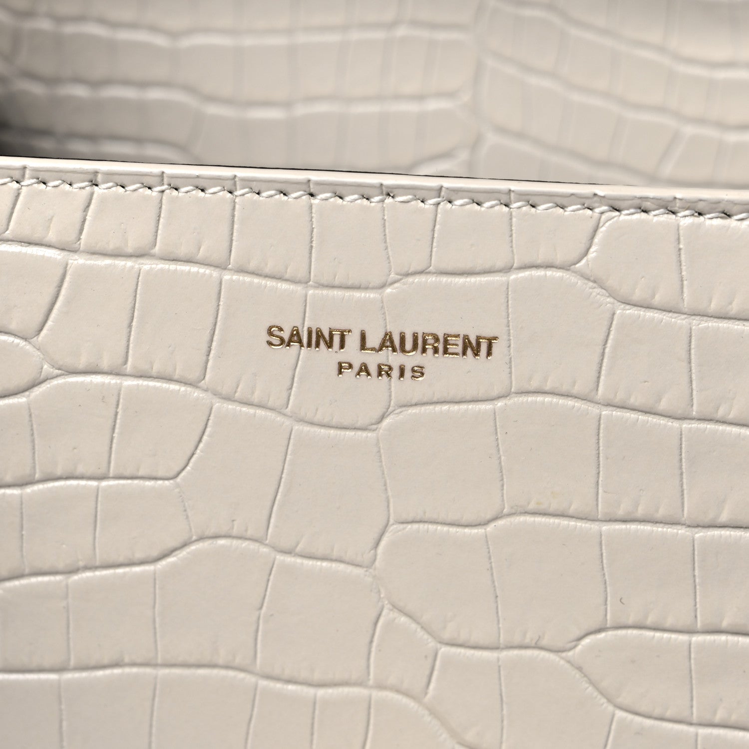 Saint Laurent Crocodile Embossed Mini Classic Monogram Cassandra Top Handle Crema Soft 5 of 9