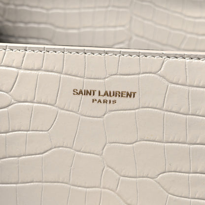 Saint Laurent Crocodile Embossed Mini Classic Monogram Cassandra Top Handle Crema Soft 5 of 9