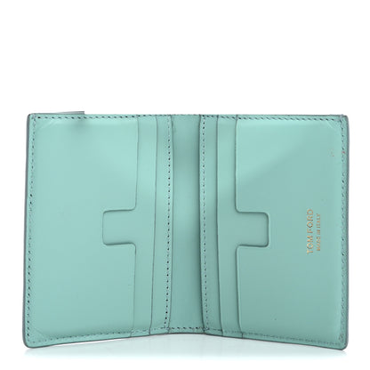 Tom Ford Calfskin Crocodile Embossed Bi-Fold Card Case Pastel Turquoise 5 of 11