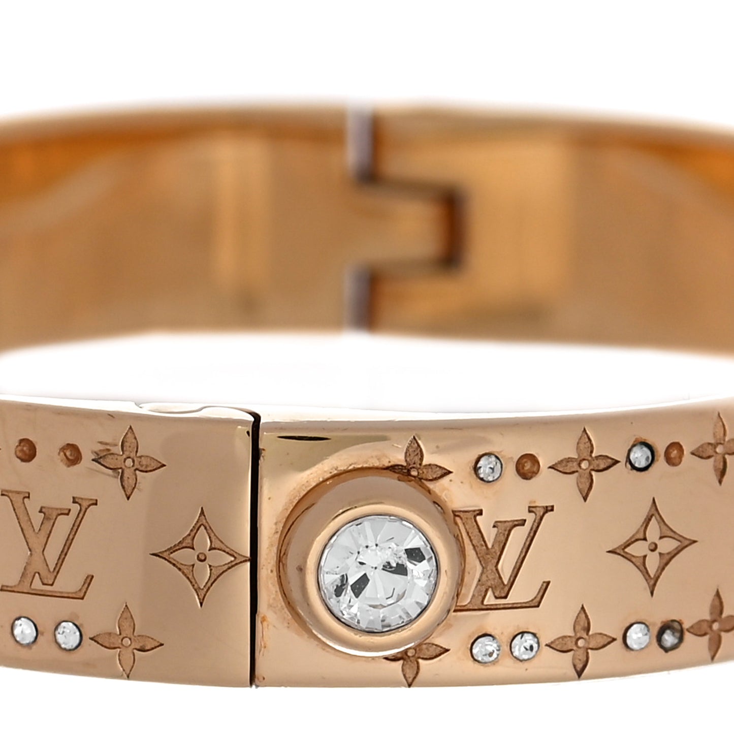 Brass Crystal Monogram Nanogram Strass Cuff S Gold