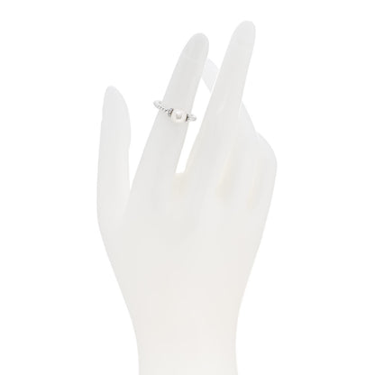David Yurman 18K White Gold Pearl Diamond Petite Solari Station Ring 49 5 2 of 5