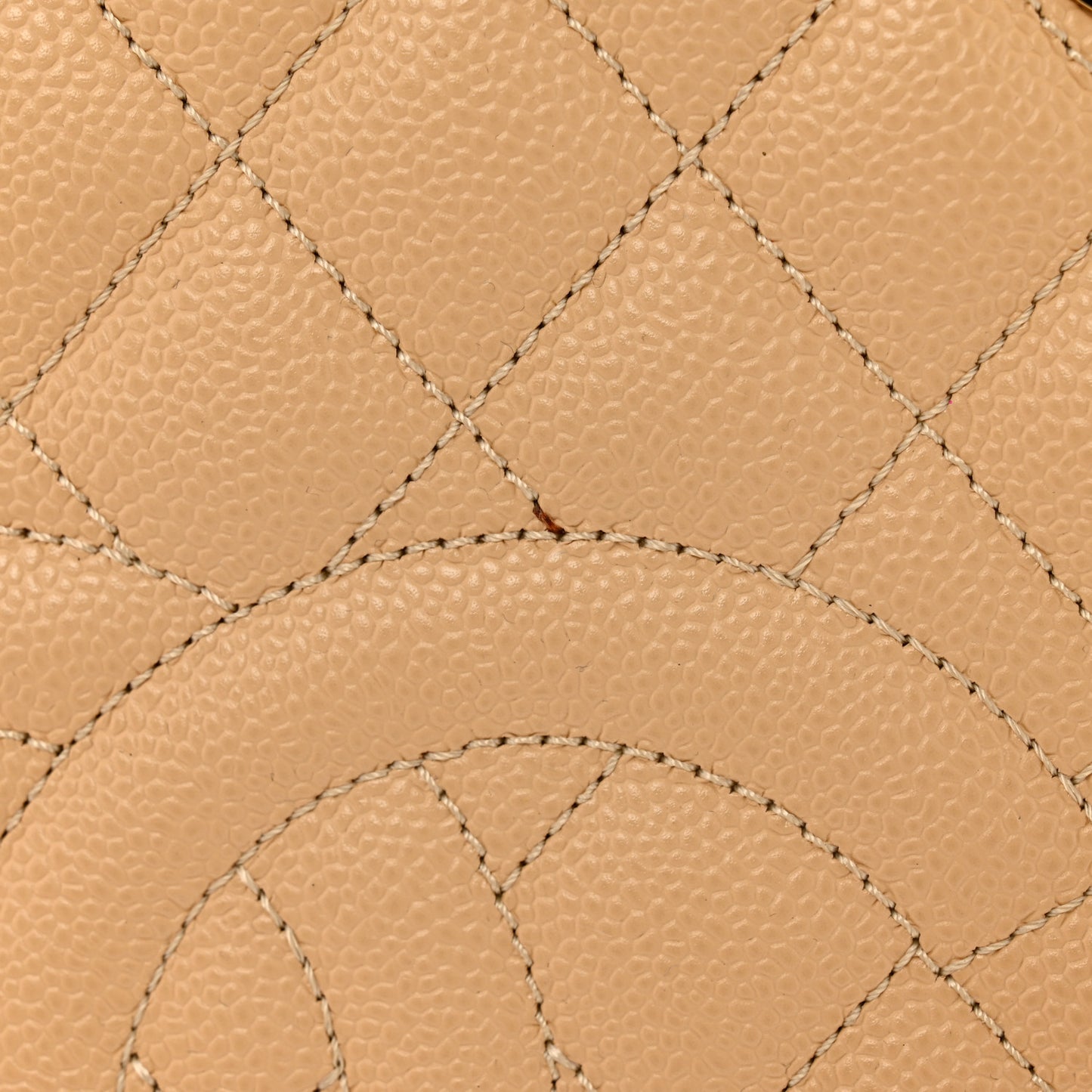 Caviar Quilted Grand Shopping Tote GST Beige