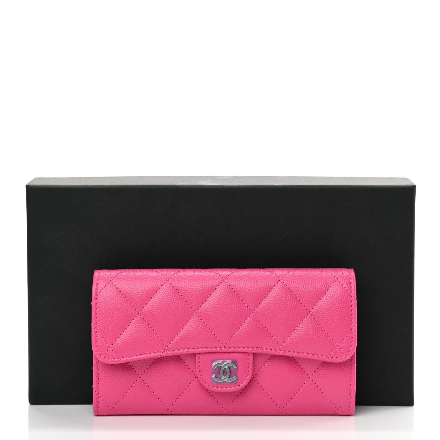 Chanel Caviar Quilted Medium Flap Wallet Dark Pink 9 of 9