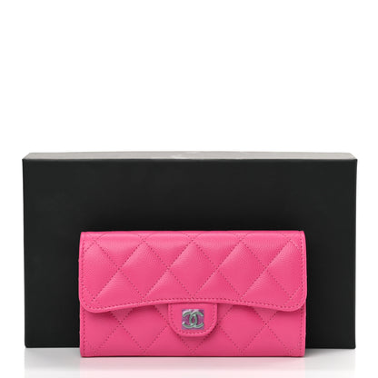 Chanel Caviar Quilted Medium Flap Wallet Dark Pink 9 of 9