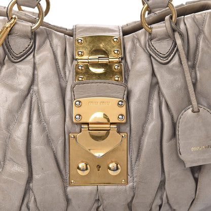 Miu Miu Nappa Matelasse Top Handle Satchel Fumo 14 of 14