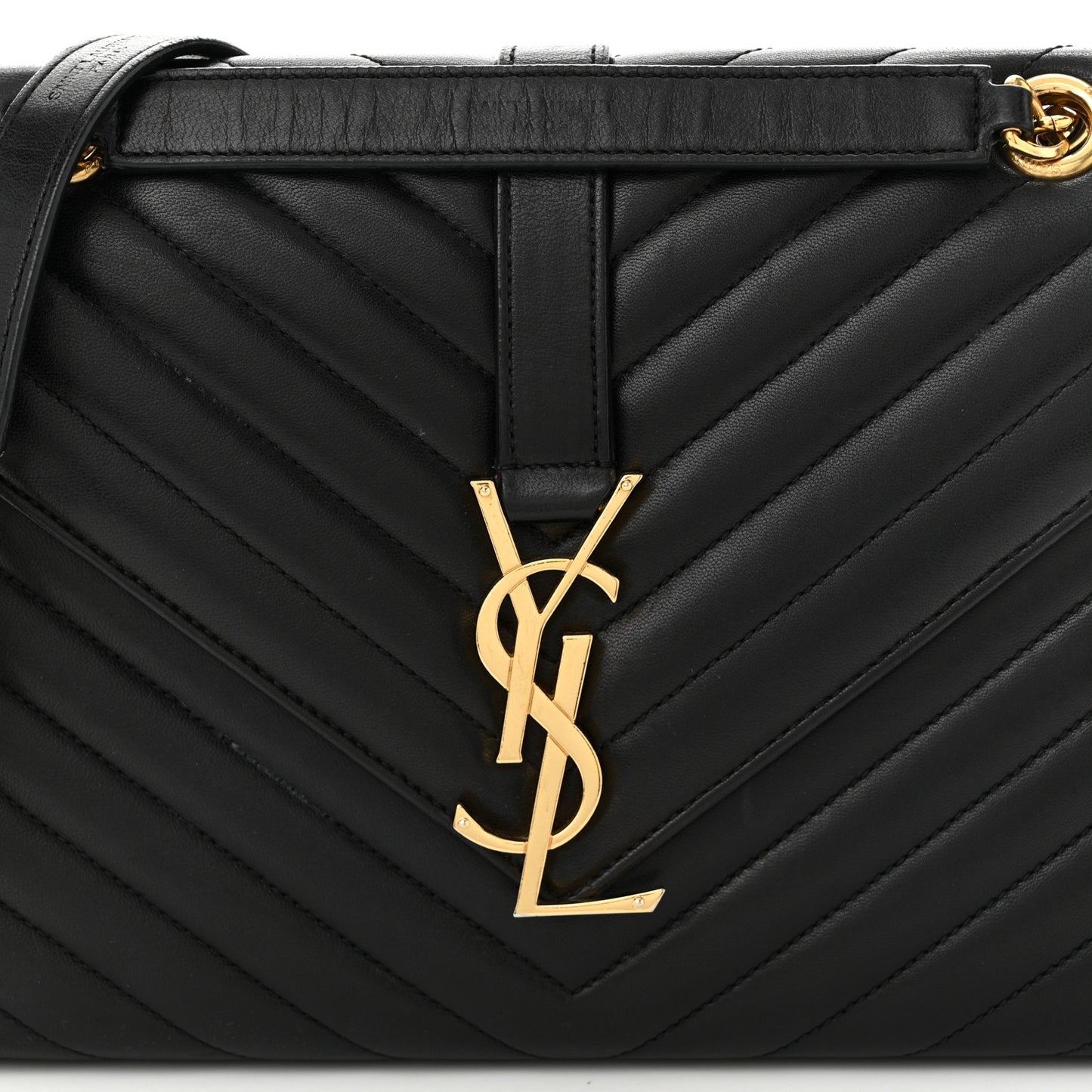 Lambskin Matelasse Chevron Medium Monogram Satchel Black