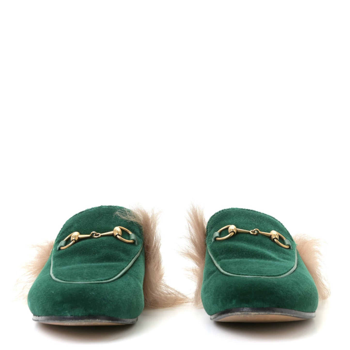 Velvet Fur Womens Princetown Slippers 37.5 Green