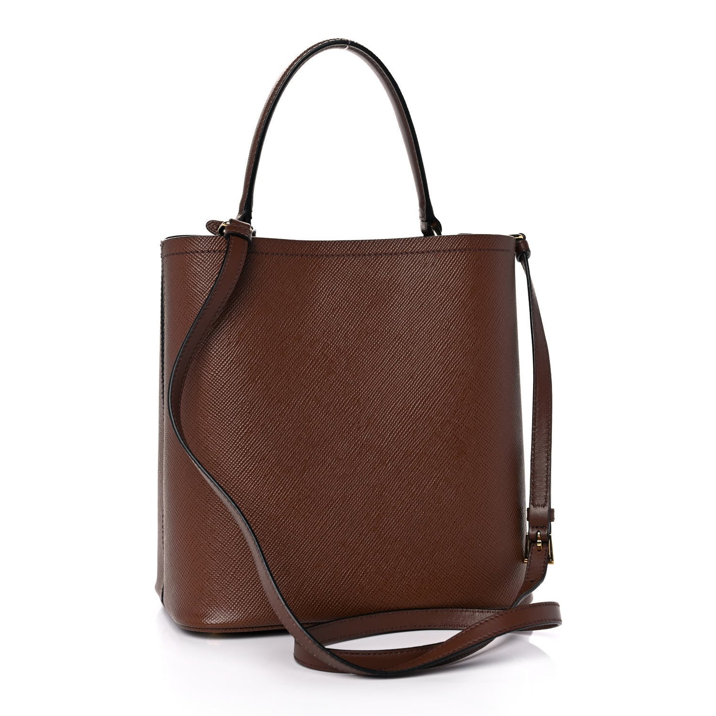 Saffiano Cuir Medium Panier Bucket Bag Palissandro