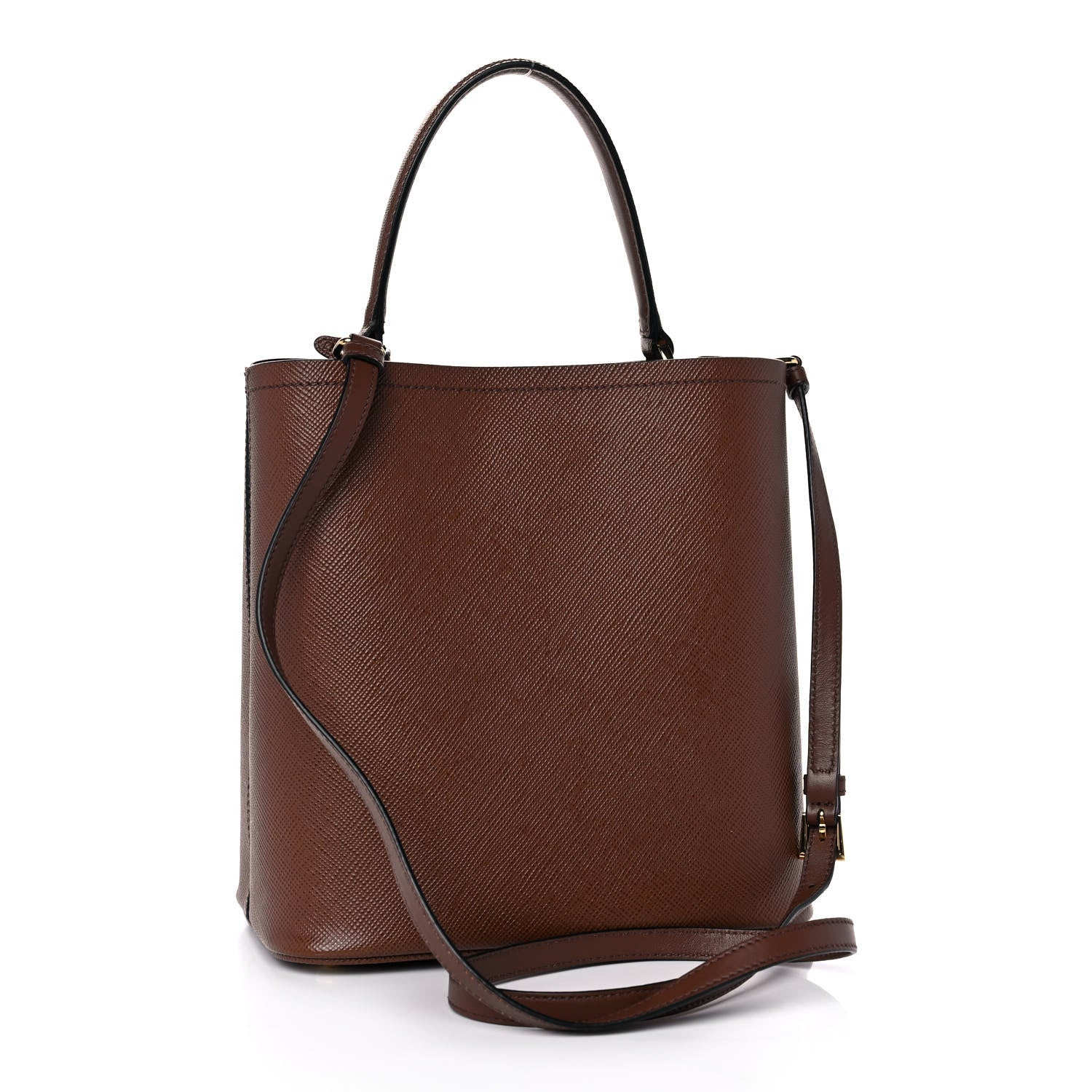 Prada Saffiano Cuir Medium Panier Bucket Bag Palissandro 3 of 12