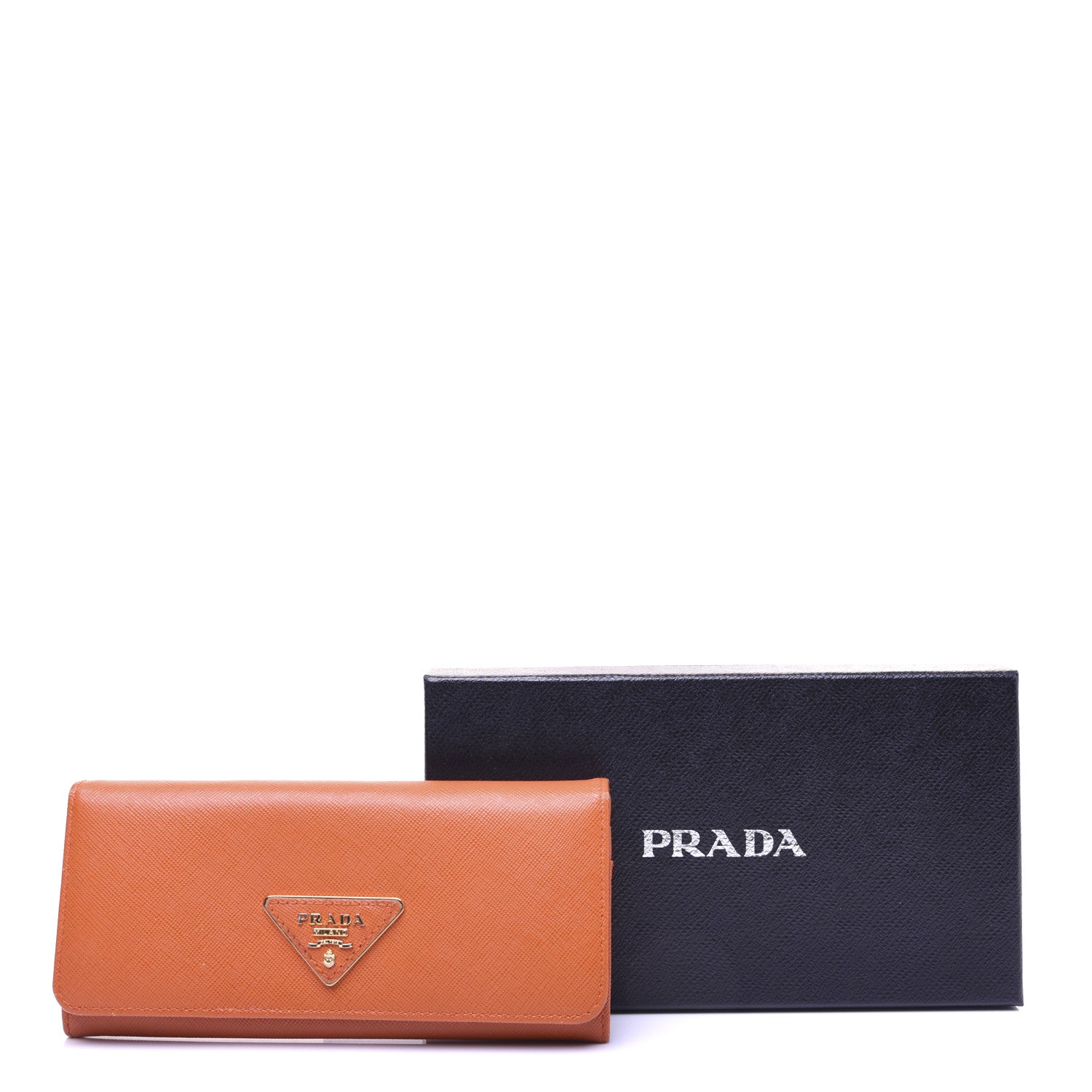 Prada Saffiano Triangle Continental Flap Wallet Papaya 13 of 13