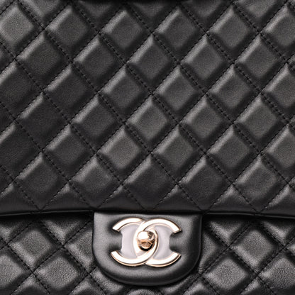 Chanel Metallized Calfskin Quilted XXL Travel Flap Bag Black 10 of 10