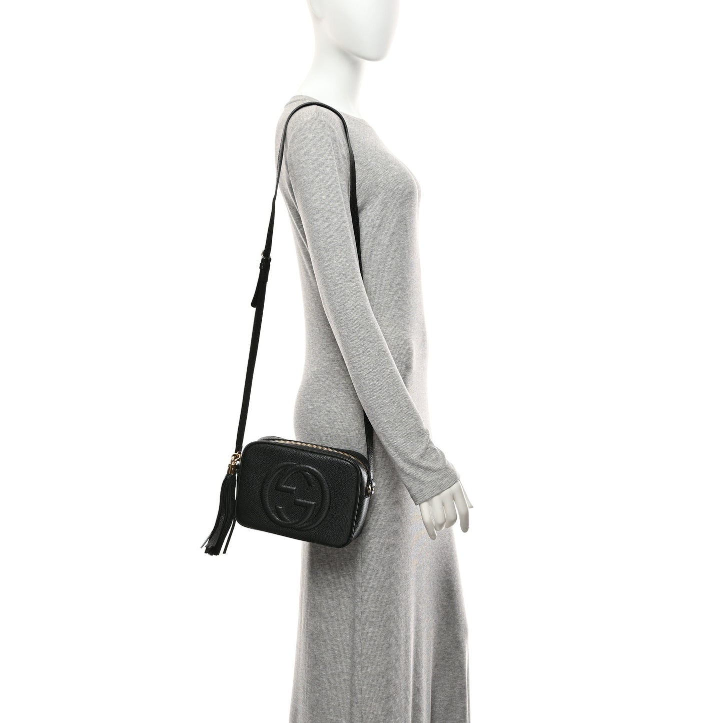 Pebbled Calfskin Small Soho Disco Bag Black