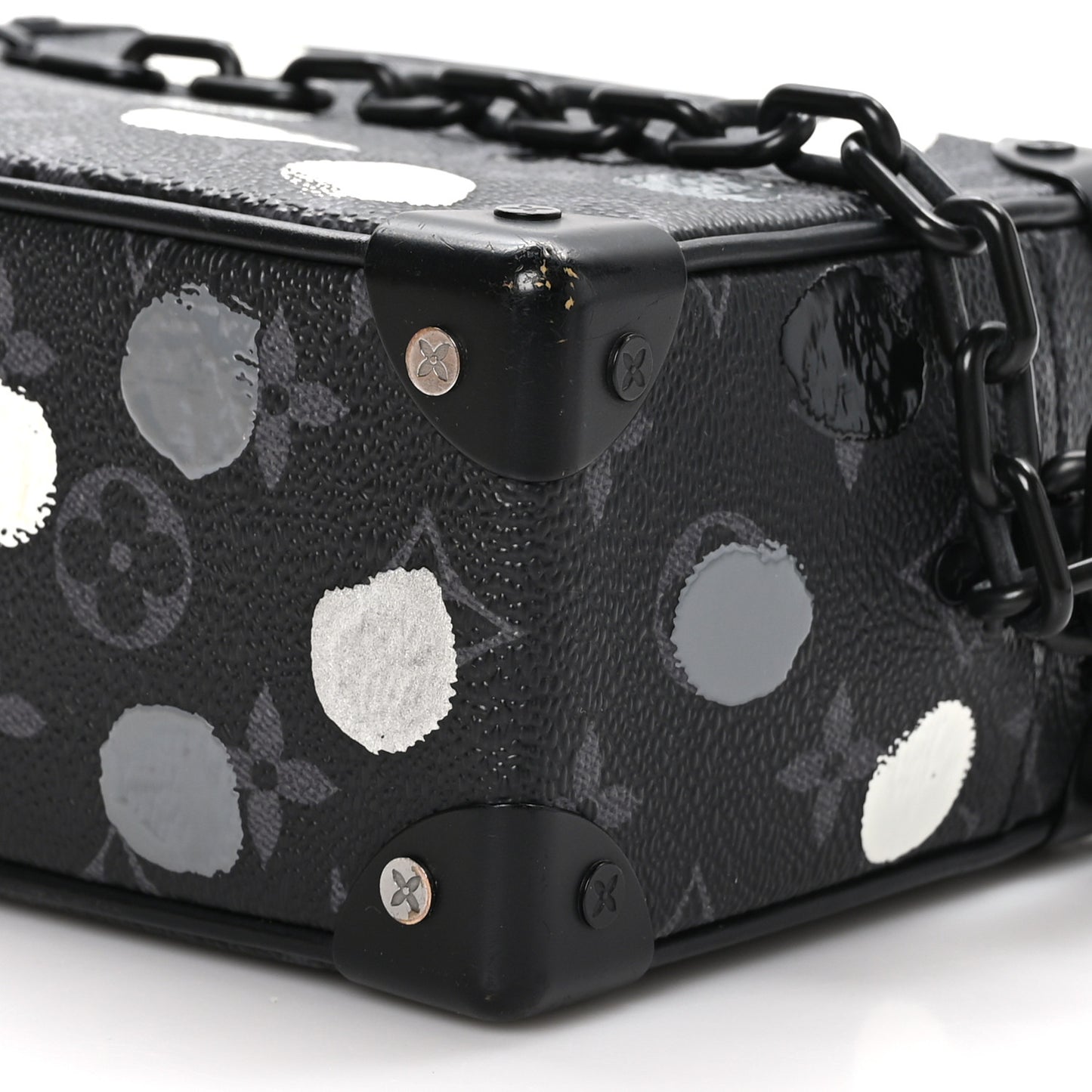 LV X YK Monogram Eclipse Dots Mini Soft Trunk Black Silver