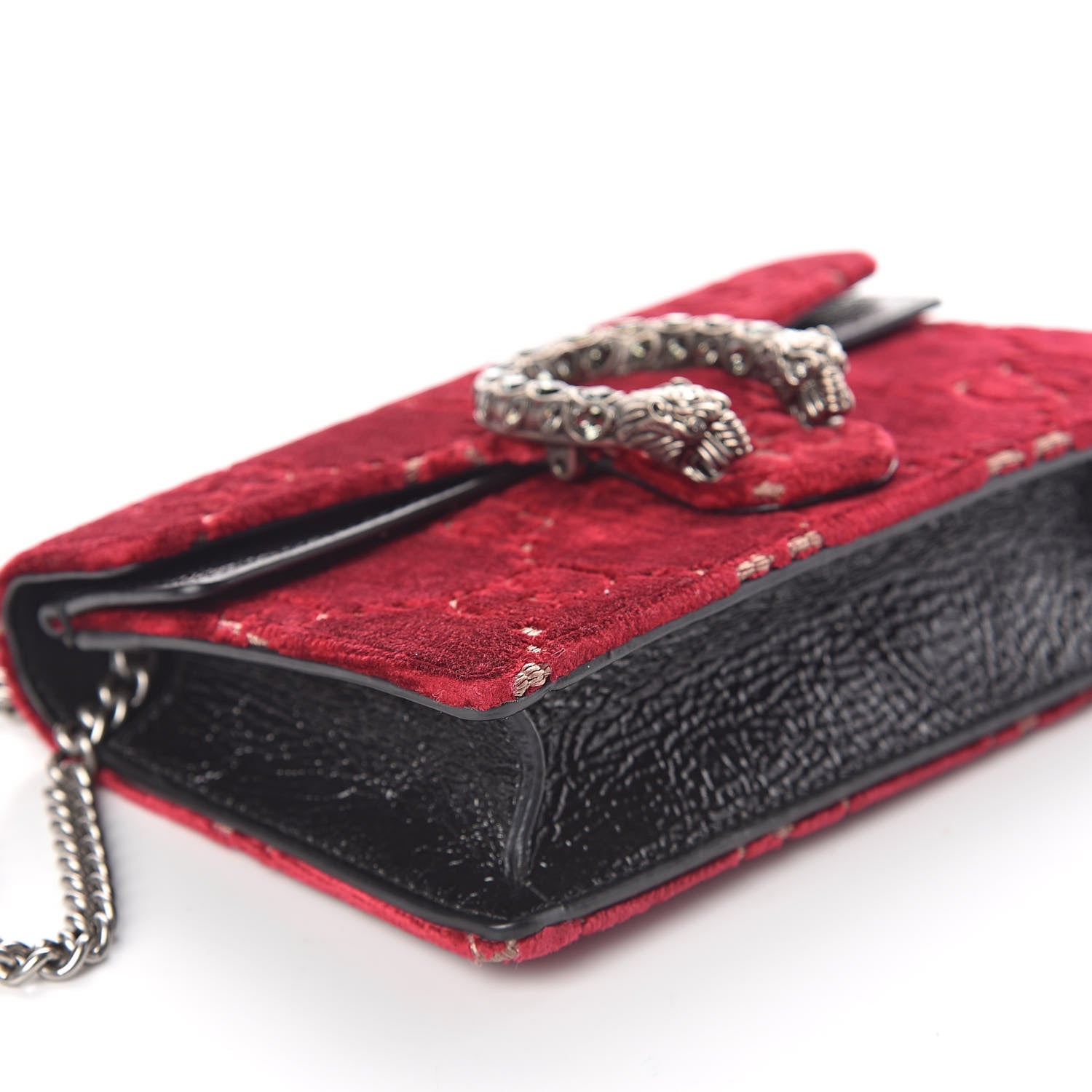 Gucci Velvet GG Monogram Super Mini Dionysus Shoulder Bag Red Cipria Black 8 of 9