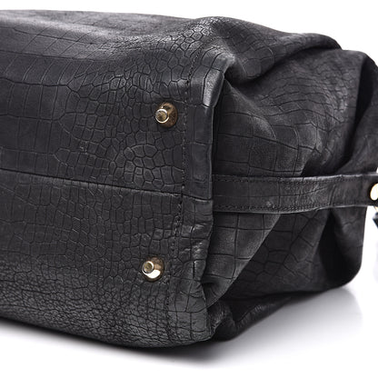 Lanvin Crocodile Stamped Calfskin Trilogy Bowling Bag Black 8 of 14