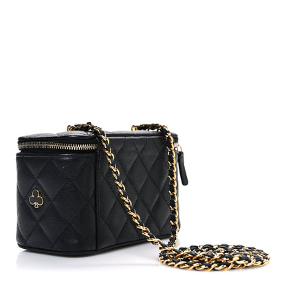 Chanel Caviar Quilted Enamel Coco Casino Small Vanity Case With Chain Black 3 of 11