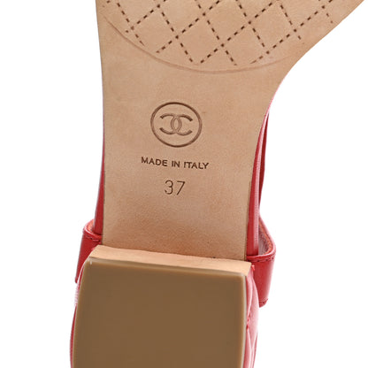 Chanel Lambskin Chain CC Logo Thong Sandals 37 Red 6 of 8