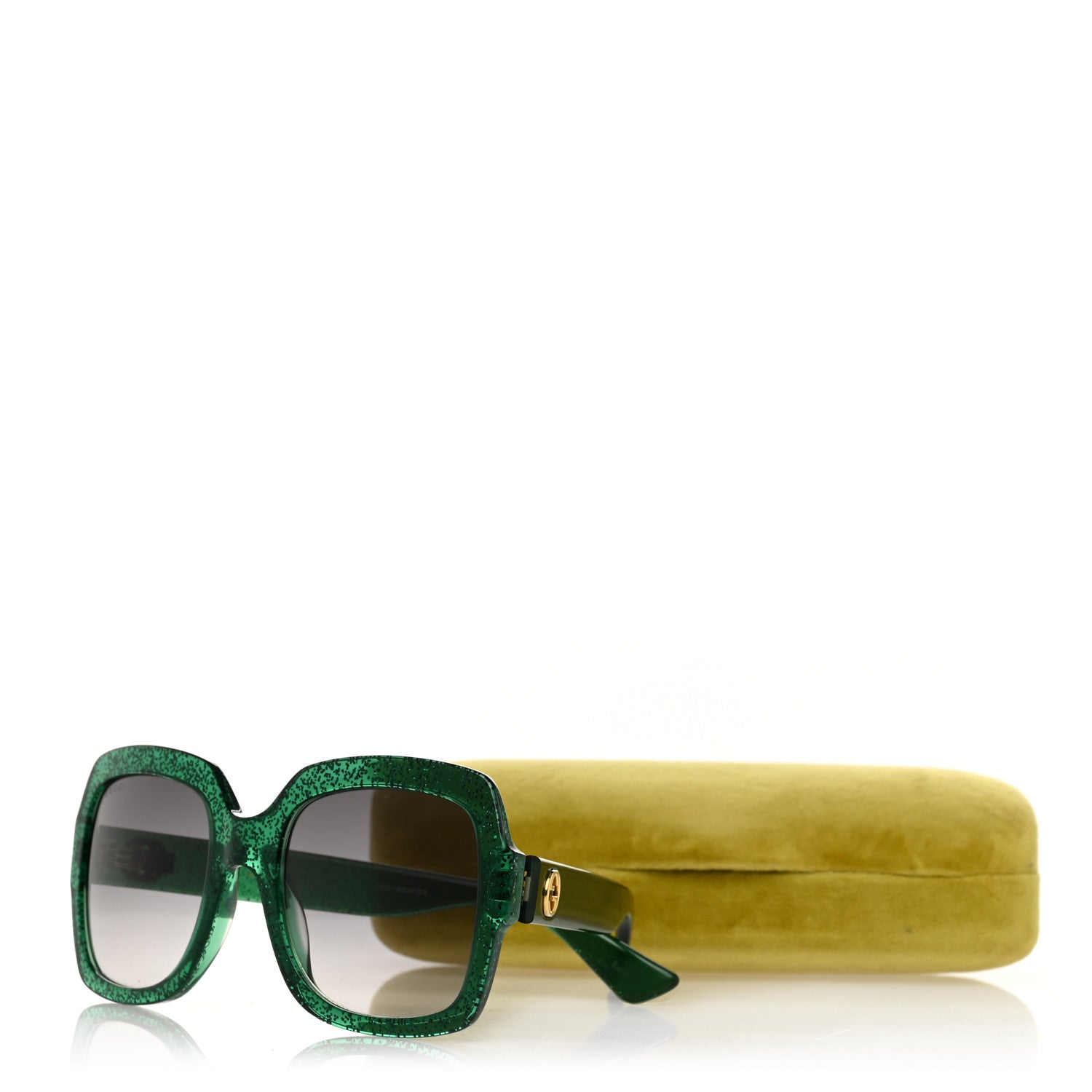Gucci Acetate Square Frame Sunglasses GG0036S Glitter Green 8 of 8