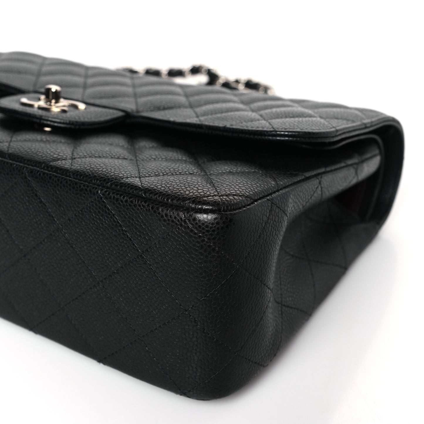 Caviar Quilted Jumbo Double Flap Black