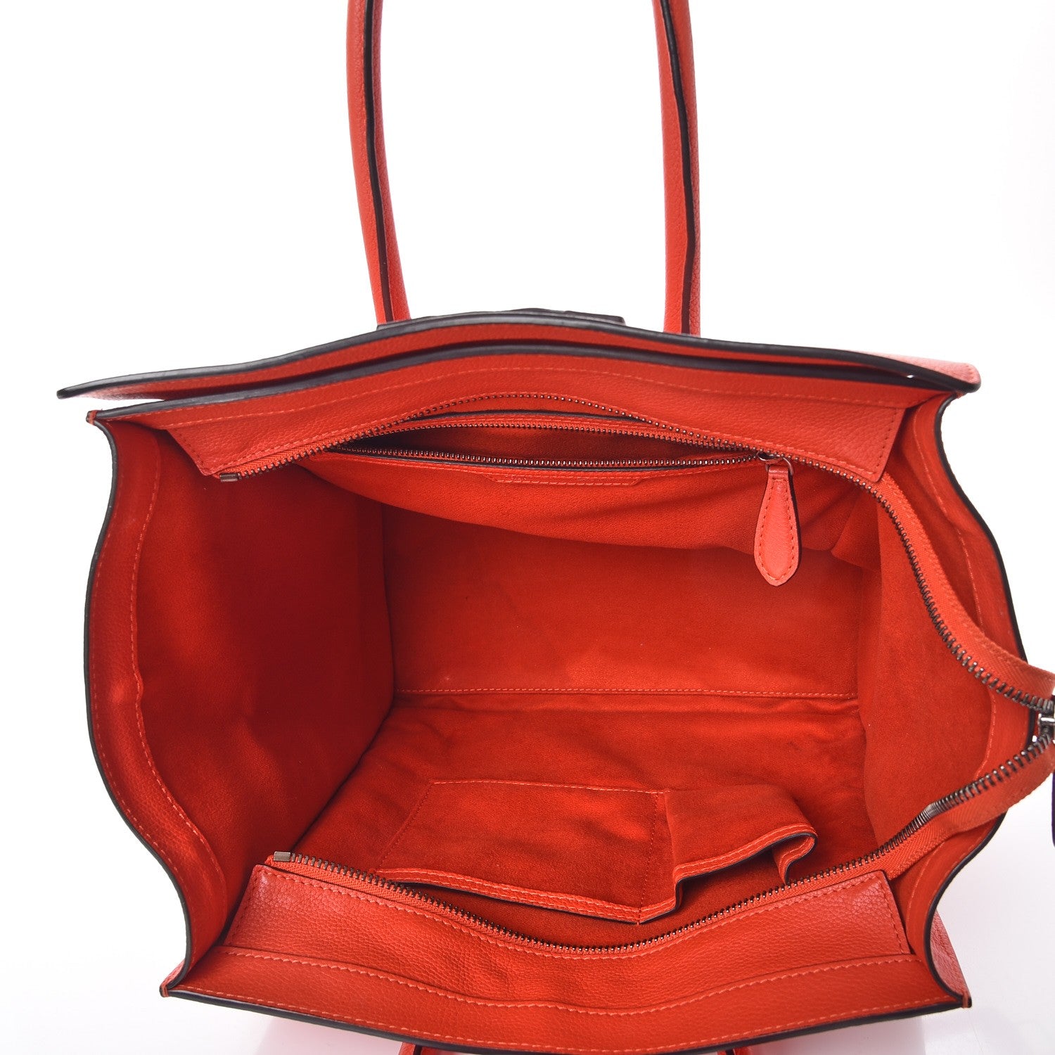 Celine Drummed Calfskin Mini Luggage Vermillion 5 of 16