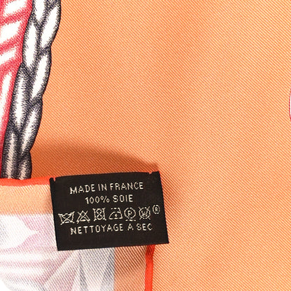 Hermes Silk Robe Du Soir Scarf 90 Peche Corail White 3 of 3