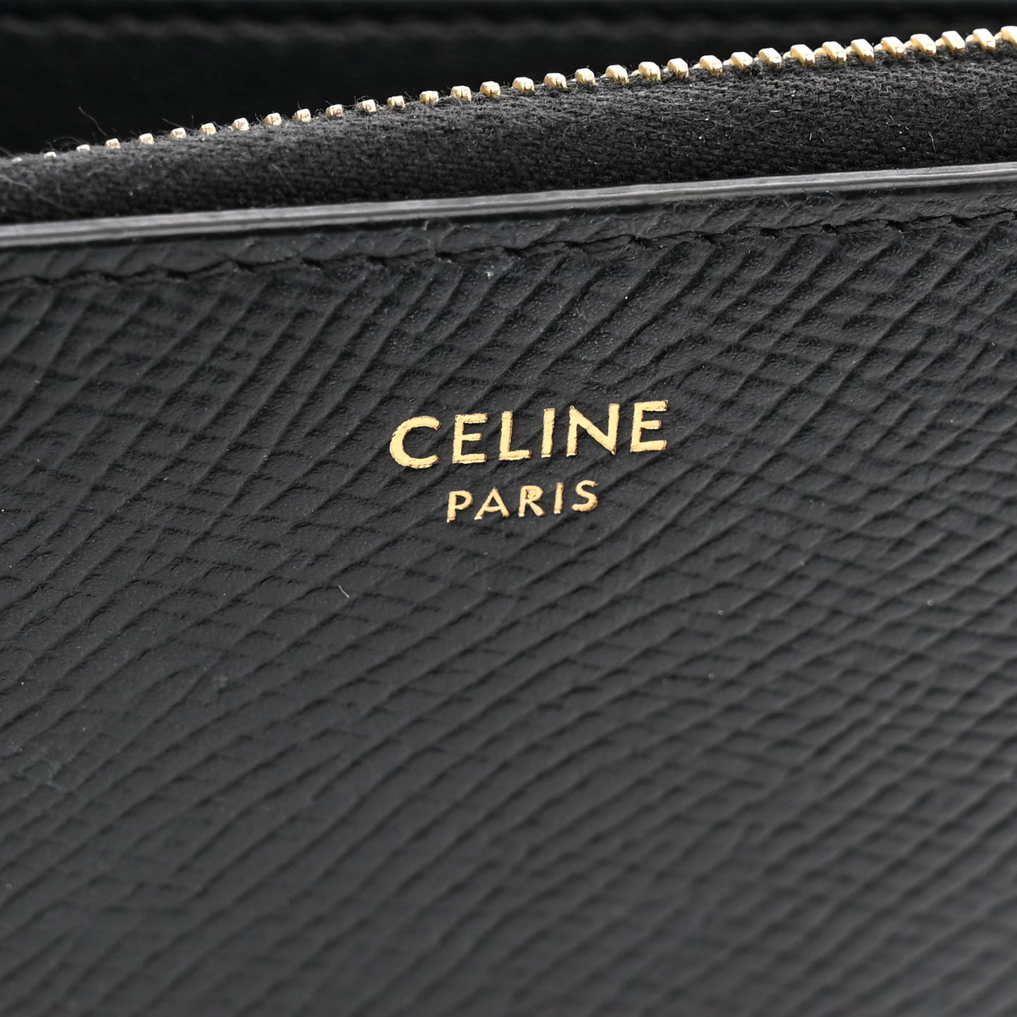 Grained Calfskin Compact Zipped Wallet Black