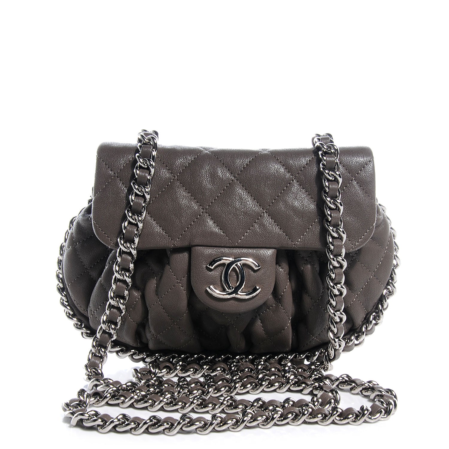 Chanel Washed Lambskin Chain Around Mini Messenger Taupe 1 of 9