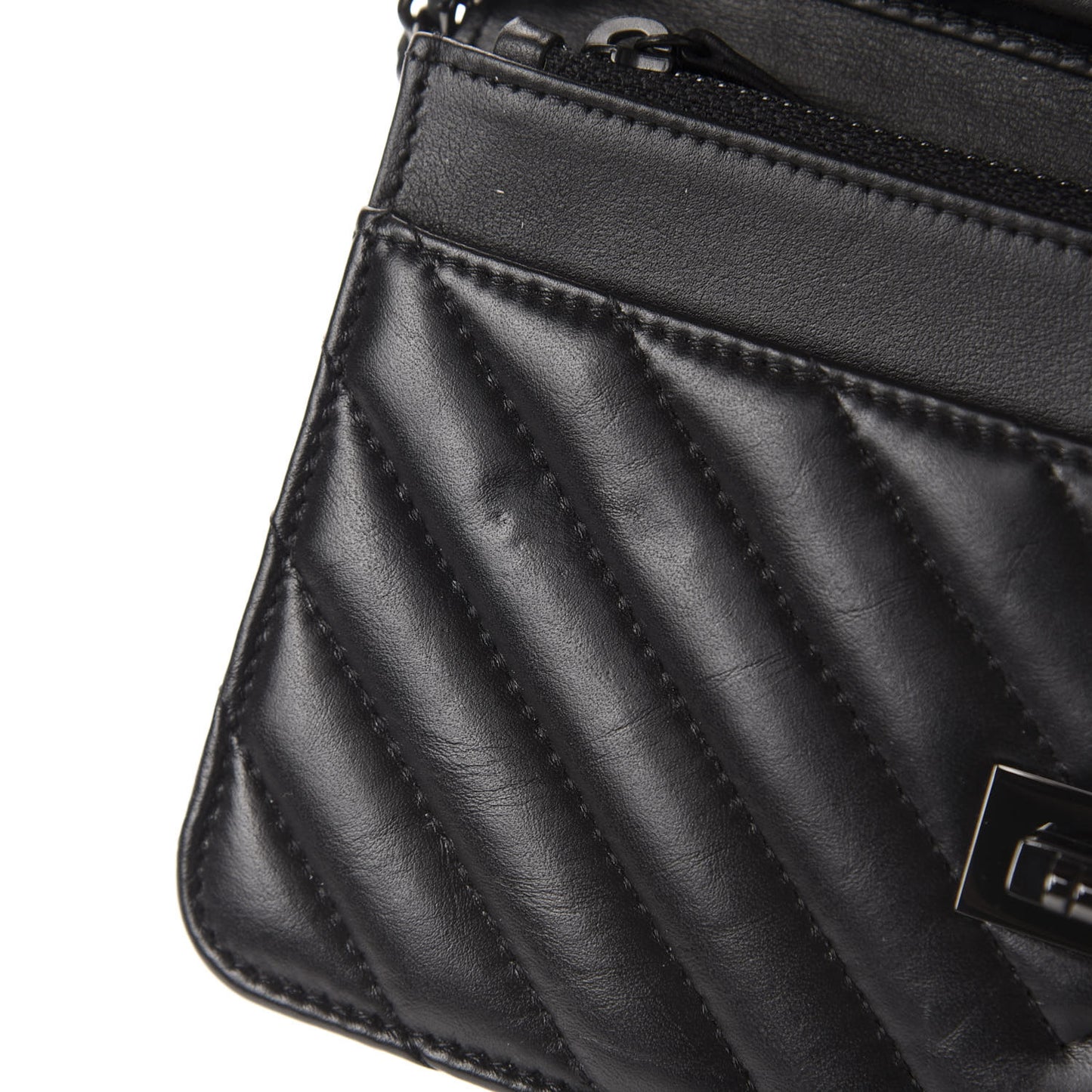 Aged Calfskin Chevron Quilted Reissue Wallet On Chain WOC So Black