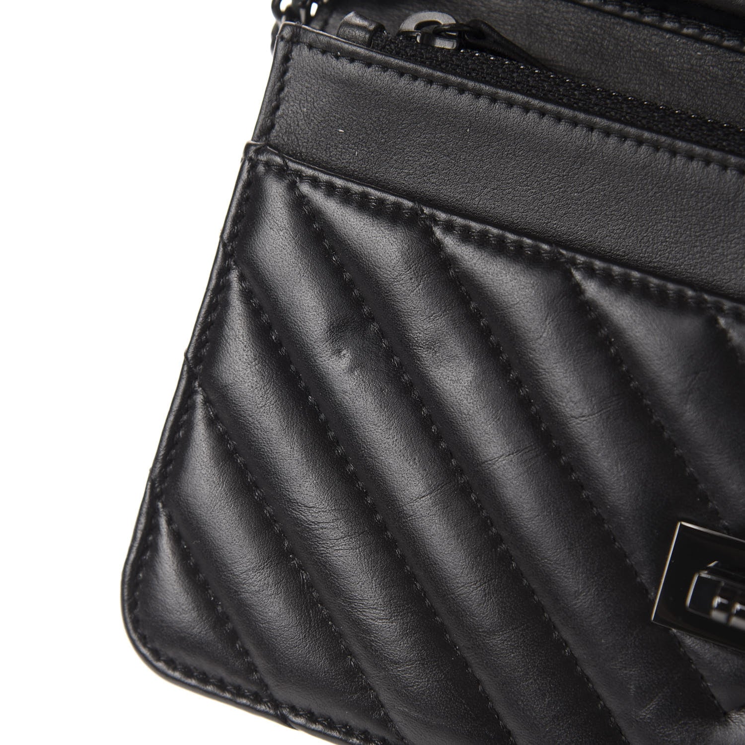 Chanel Aged Calfskin Chevron Quilted Reissue Wallet On Chain WOC So Black 8 of 12