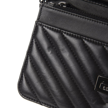 Chanel Aged Calfskin Chevron Quilted Reissue Wallet On Chain WOC So Black 8 of 12