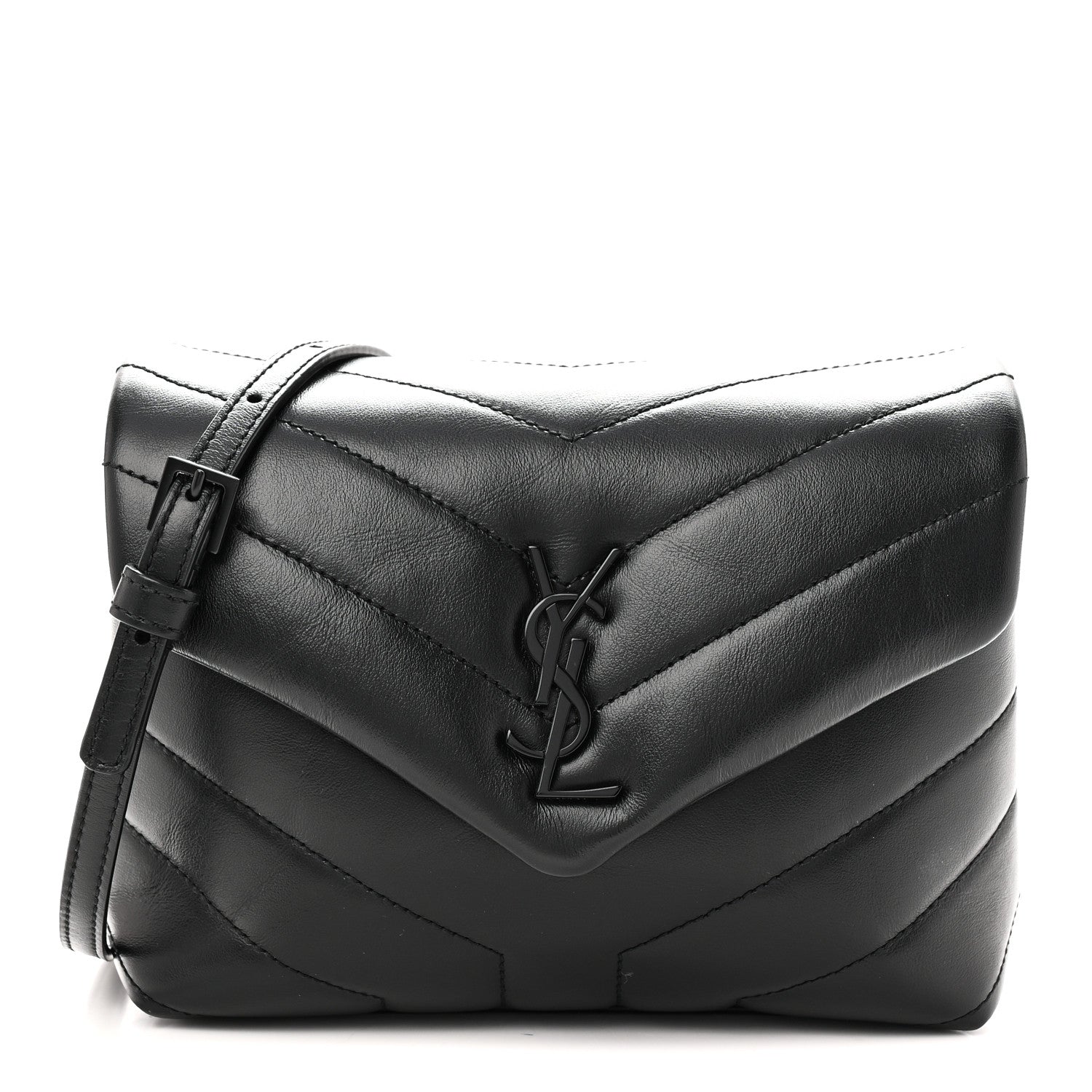 Saint Laurent Calfskin Y Quilted Monogram Monochrome Toy Loulou Crossbody Bag Black Black 1 of 11