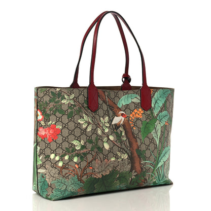 Gucci GG Supreme Monogram Tian Medium Shopping Tote Beige Multicolor Red 3 of 13