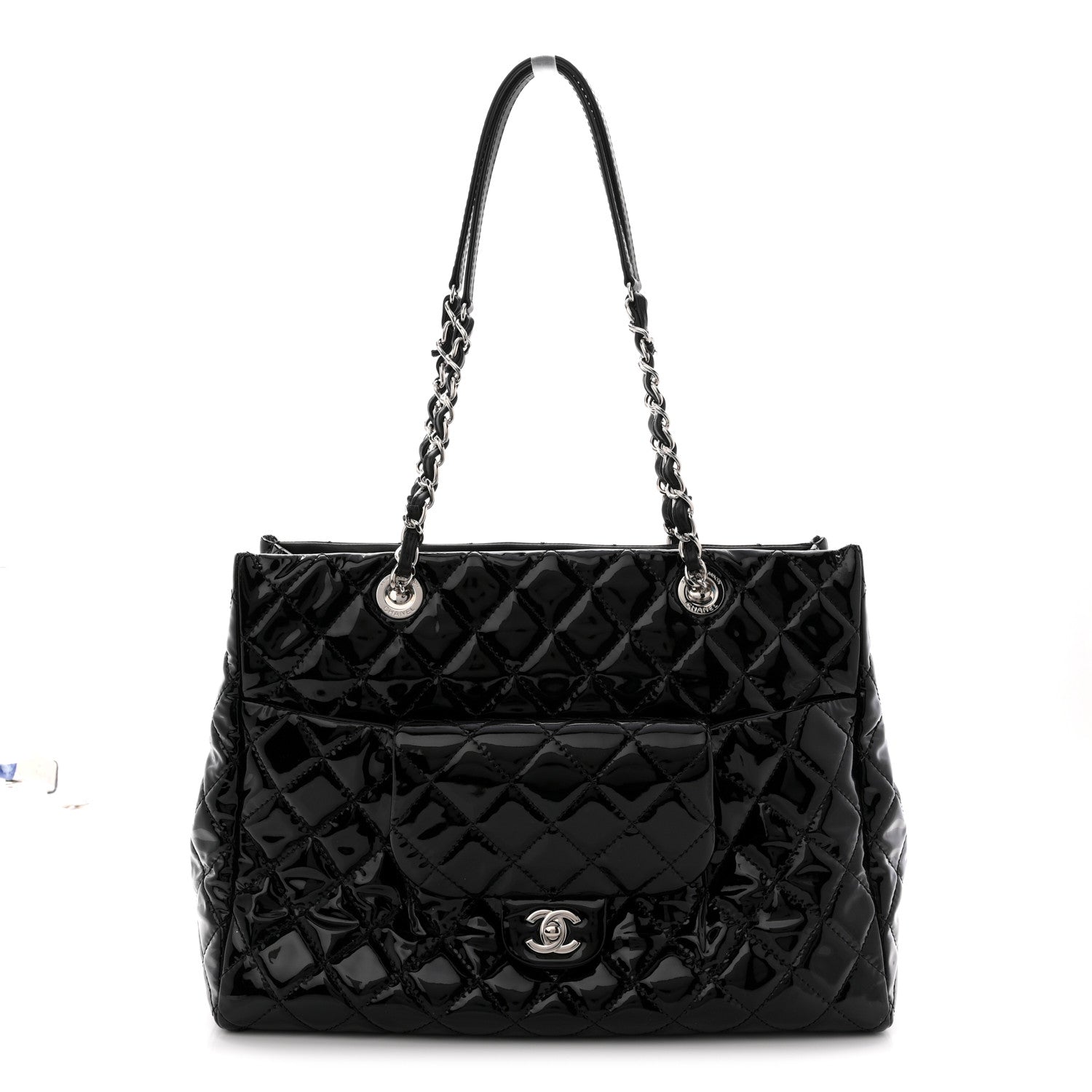 Chanel Patent Quilted Large Coco Shine Shopping Tote Black 1 of 11