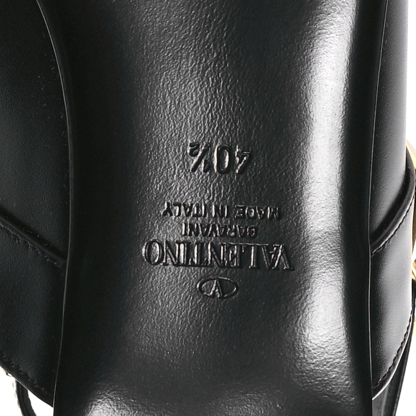 Calfskin Roman Stud Ankle Strap Flat Mules 40.5 Black